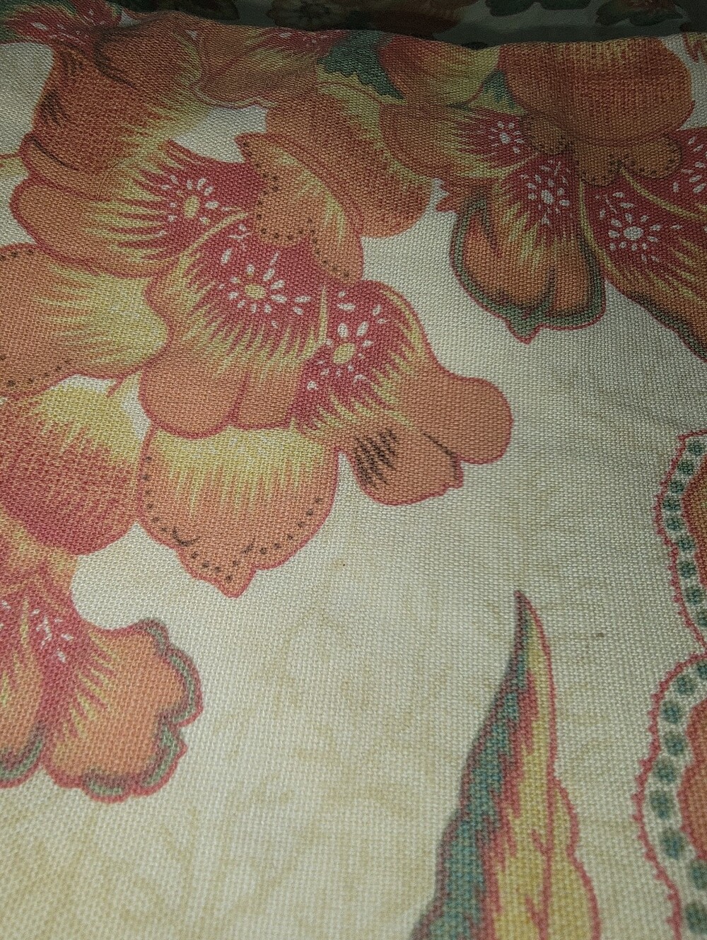 Pottery Barn 20X20 Floral Jacobean Throw Pillow Cover in Cream, Coral & Green - Picture 7 of 7